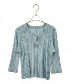 PLEATS PLEASEプリーツプリーズ）の古着「プリーツカーディガン」｜スカイブルー