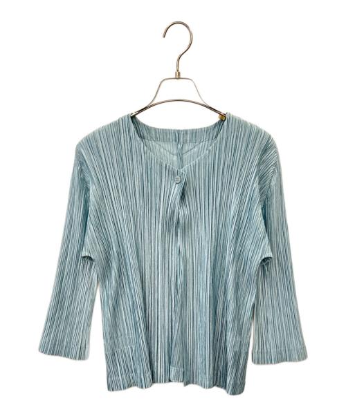 PLEATS PLEASE（プリーツプリーズ）PLEATS PLEASE (プリーツプリーズ) プリーツカーディガン スカイブルー サイズ:サイズ3の古着・服飾アイテム