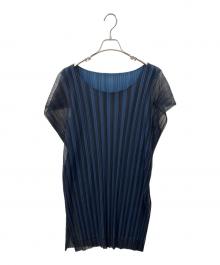 PLEATS PLEASE（プリーツプリーズ）の古着「プリーツチュニック」｜ネイビー