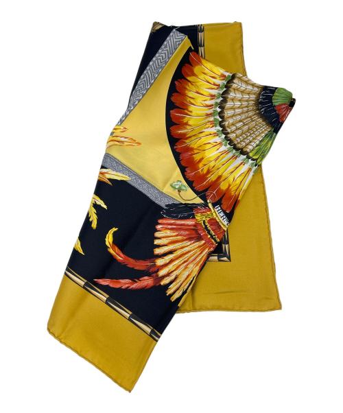 HERMES（エルメス）HERMES (エルメス) スカーフ ブラック×イエローの古着・服飾アイテム