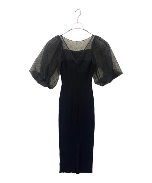 Snidel（スナイデル）Snidel (スナイデル) チュールドッキングニットワンピ ブラック サイズ:Fの古着・服飾アイテム