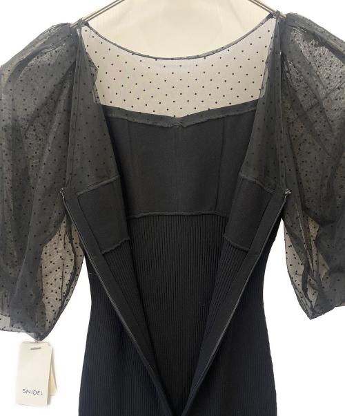 Snidel（スナイデル）Snidel (スナイデル) チュールドッキングニットワンピ ブラック サイズ:Fの古着・服飾アイテム
