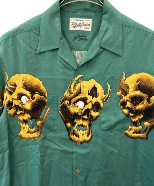 WACKO MARIA（ワコマリア）WACKO MARIA (ワコマリア) 56 TATTOO STUDIO (56 タトゥースタジオ) ハワイアンシャツ グリーン サイズ:Lの古着・服飾アイテム