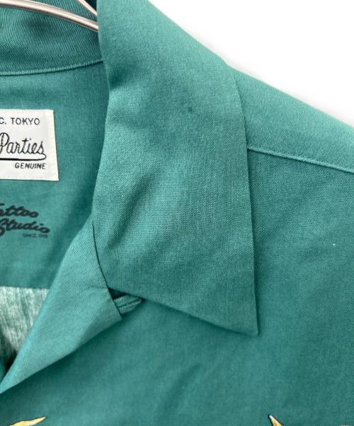 WACKO MARIA（ワコマリア）WACKO MARIA (ワコマリア) 56 TATTOO STUDIO (56 タトゥースタジオ) ハワイアンシャツ グリーン サイズ:Lの古着・服飾アイテム