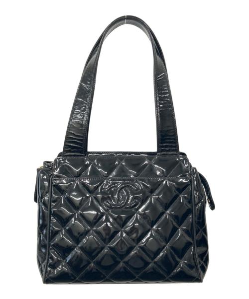 CHANEL（シャネル）CHANEL (シャネル) CHANEL エナメルバッグ ブラックの古着・服飾アイテム