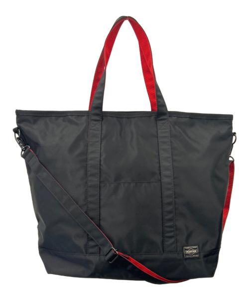 PORTER（ポーター）PORTER (ポーター) PORTER  L-FINE  2WAYナイロントートバッグ ブラック×レッドの古着・服飾アイテム