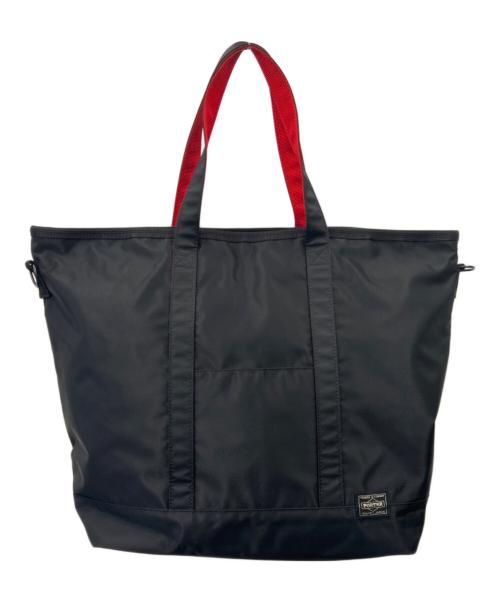 PORTER（ポーター）PORTER (ポーター) PORTER  L-FINE  2WAYナイロントートバッグ ブラック×レッドの古着・服飾アイテム