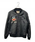 AVIREXアヴィレックス）の古着「AVIREX 　40th ANNIV LEATHER MA-1 STREAK EAGLE 　MA-1レザージャケット」｜ブラック
