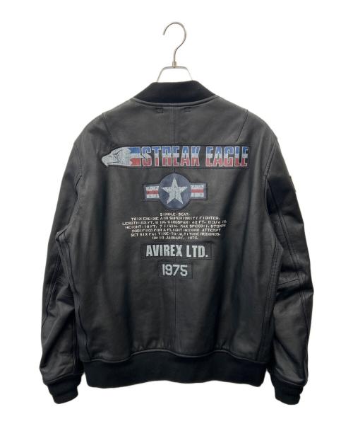 AVIREX（アヴィレックス）AVIREX (アヴィレックス) AVIREX 　40th ANNIV LEATHER MA-1 STREAK EAGLE 　MA-1レザージャケット ブラック サイズ:2XLの古着・服飾アイテム