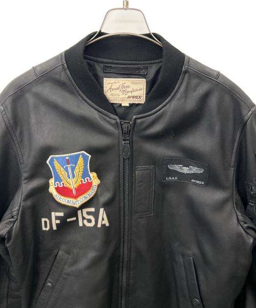 AVIREX（アヴィレックス）AVIREX (アヴィレックス) AVIREX 　40th ANNIV LEATHER MA-1 STREAK EAGLE 　MA-1レザージャケット ブラック サイズ:2XLの古着・服飾アイテム