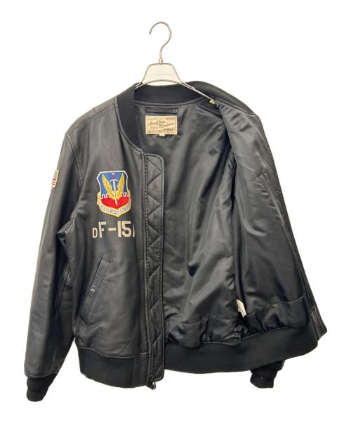 AVIREX（アヴィレックス）AVIREX (アヴィレックス) AVIREX 　40th ANNIV LEATHER MA-1 STREAK EAGLE 　MA-1レザージャケット ブラック サイズ:2XLの古着・服飾アイテム