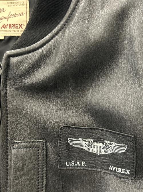 AVIREX（アヴィレックス）AVIREX (アヴィレックス) AVIREX 　40th ANNIV LEATHER MA-1 STREAK EAGLE 　MA-1レザージャケット ブラック サイズ:2XLの古着・服飾アイテム
