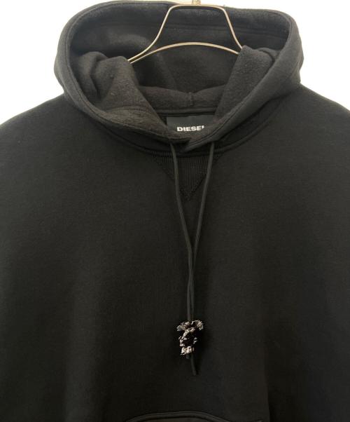 DIESEL（ディーゼル）DIESEL (ディーゼル) DIESEL ループタイ付裏起毛プルオーバーパーカー ブラック サイズ:Lの古着・服飾アイテム