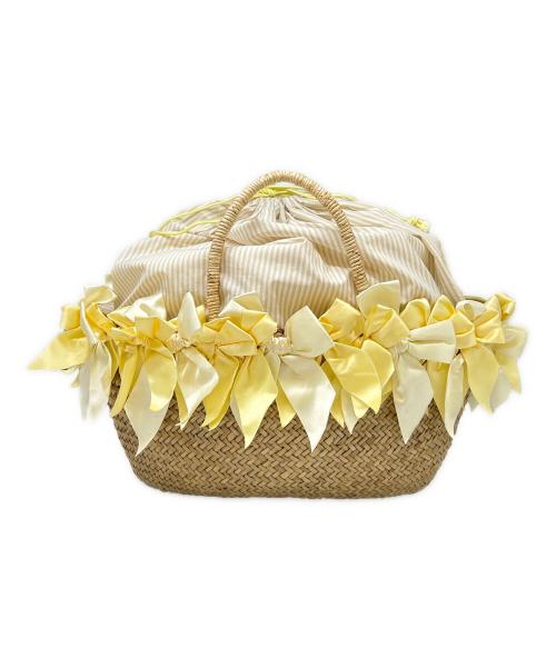 LUDLOW（ラドロー）LUDLOW (ラドロー) LUDLOW　カゴバッグ ナチュラル×イエローの古着・服飾アイテム