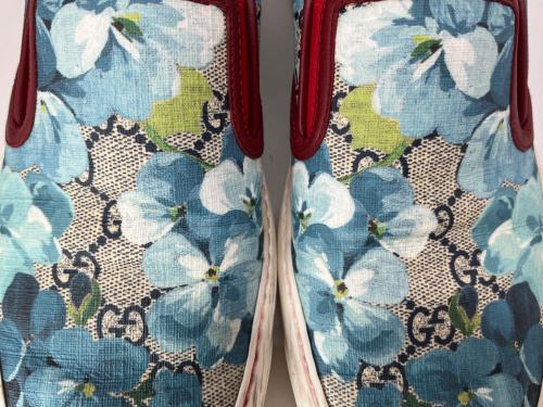 GUCCI（グッチ）GUCCI (グッチ) GUCCI  GGブルームス スリッポン ブルー×レッド サイズ:38の古着・服飾アイテム