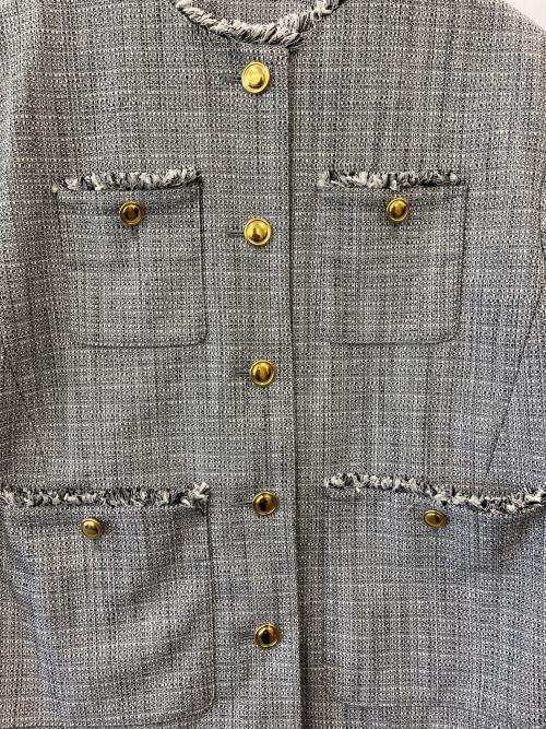 PLST（プラステ）PLST (プラステ) PLST ツイードメタルボタンジャケット グレー サイズ:Mの古着・服飾アイテム