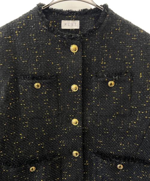 PLST（プラステ）PLST (プラステ) PLST ツイードメタルボタンジャケット ブラック サイズ:Mの古着・服飾アイテム