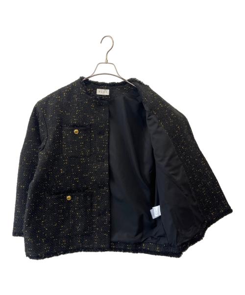 PLST（プラステ）PLST (プラステ) PLST ツイードメタルボタンジャケット ブラック サイズ:Mの古着・服飾アイテム
