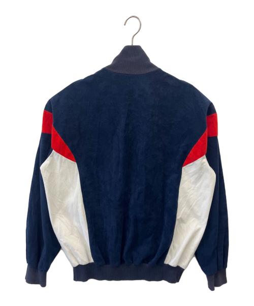 adidas（アディダス）adidas (アディダス) adidas 70-80sトラックジャケット　ベロア ネイビー×ホワイト サイズ:イギリス Lの古着・服飾アイテム