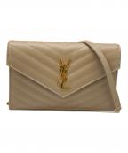 Saint Laurent Parisサンローランパリ）の古着「Saint Laurent Paris　チェーンショルダーバッグ」｜ベージュ