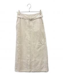 ebure（エブール）の古着「EBURE　ベルテッドタイトスカート」｜アイボリー