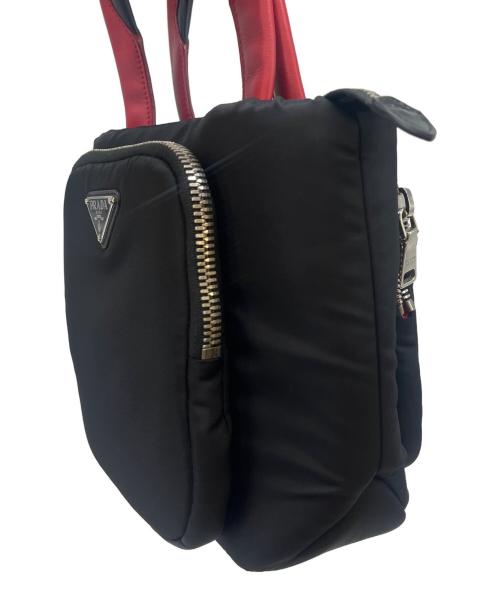 PRADA（プラダ）PRADA (プラダ) PRADA  TESSUTO POCKET  2WAYバッグ ブラック×レッドの古着・服飾アイテム