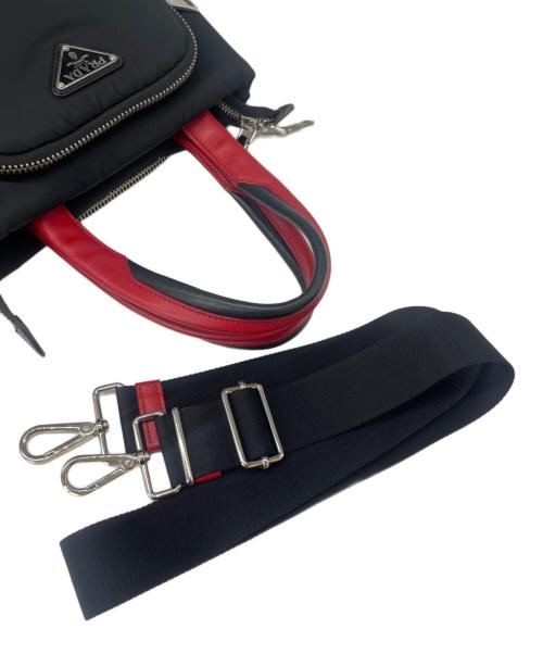 PRADA（プラダ）PRADA (プラダ) PRADA  TESSUTO POCKET  2WAYバッグ ブラック×レッドの古着・服飾アイテム