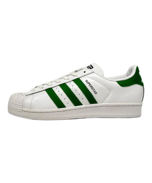 adidas（アディダス）adidas (アディダス) NIGO SUPERSTAR NIGO BEAR　ローカットスニーカー ホワイト×グリーン サイズ:26.5の古着・服飾アイテム