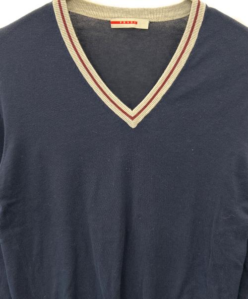 PRADA（プラダ）PRADA (プラダ) PRADA　薄手ニット ネイビー サイズ:46の古着・服飾アイテム