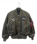 ALPHAアルファ）の古着「ALPHA　NASA 100th MISSION　リバーシブルMA-1ジャケット」｜オリーブ