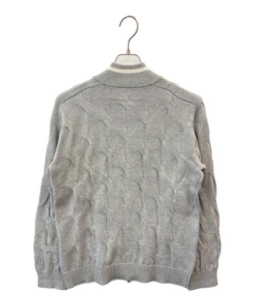 LACOSTE（ラコステ）LACOSTE (ラコステ) LACOSTE　変形ケーブルジップアップコットンニットテニスカーディガン グレー サイズ:US Mの古着・服飾アイテム