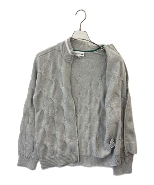 LACOSTE（ラコステ）LACOSTE (ラコステ) LACOSTE　変形ケーブルジップアップコットンニットテニスカーディガン グレー サイズ:US Mの古着・服飾アイテム