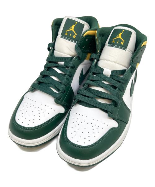 NIKE（ナイキ）NIKE (ナイキ) NIKE　Air Jordan 1 Mid　ハイカットスニーカー ホワイト×グリーン サイズ:２６の古着・服飾アイテム
