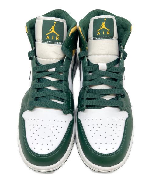 NIKE（ナイキ）NIKE (ナイキ) NIKE　Air Jordan 1 Mid　ハイカットスニーカー ホワイト×グリーン サイズ:２６の古着・服飾アイテム