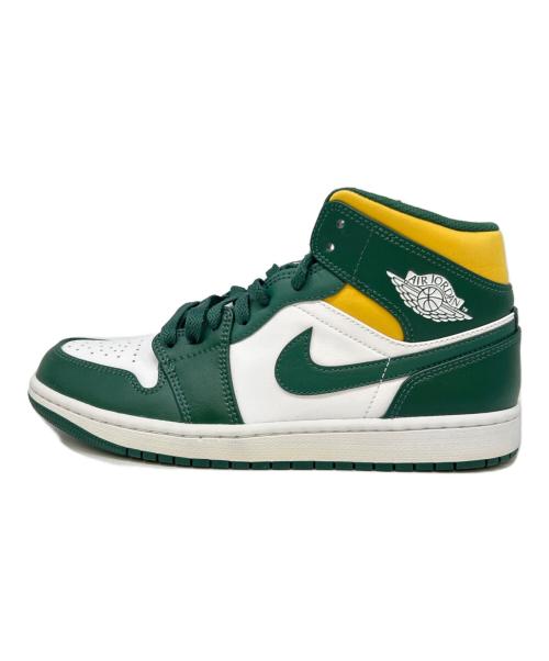 NIKE（ナイキ）NIKE (ナイキ) NIKE　Air Jordan 1 Mid　ハイカットスニーカー ホワイト×グリーン サイズ:２６の古着・服飾アイテム