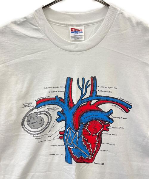 Hanes（ヘインズ）Hanes (ヘインズ) Hanes　プリントTシャツ　心臓 ホワイト サイズ:ADURT L (42-44)の古着・服飾アイテム