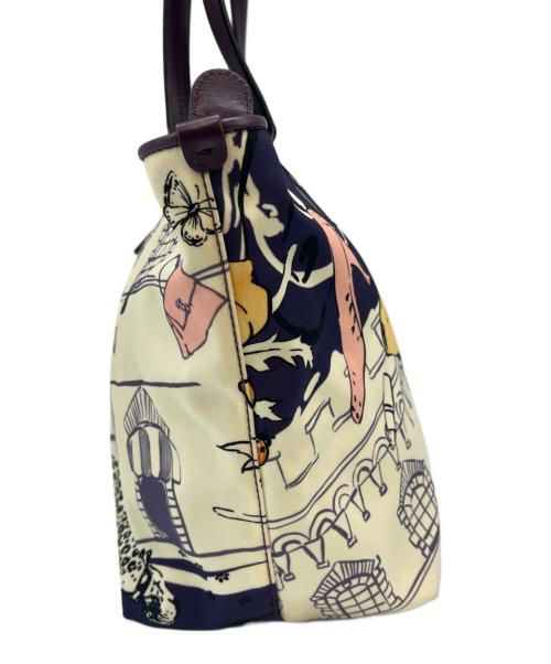 Salvatore Ferragamo（サルヴァトーレ フェラガモ）Salvatore Ferragamo (サルヴァトーレ フェラガモ) Salvatore Ferragamo　ガンチーニ　ナイロントートバッグ アイボリー×パープルの古着・服飾アイテム