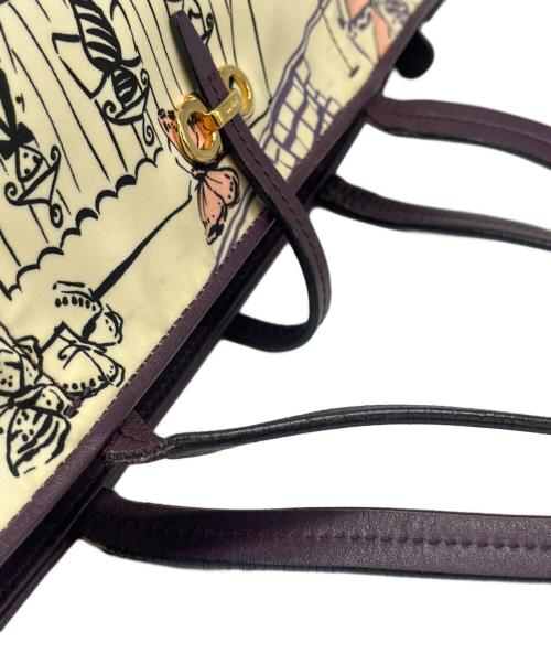 Salvatore Ferragamo（サルヴァトーレ フェラガモ）Salvatore Ferragamo (サルヴァトーレ フェラガモ) Salvatore Ferragamo　ガンチーニ　ナイロントートバッグ アイボリー×パープルの古着・服飾アイテム