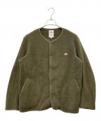 DANTONダントン）の古着「DANTON　FLEECE COLLARLESS JACKET　フリースジャケット」｜オリーブ
