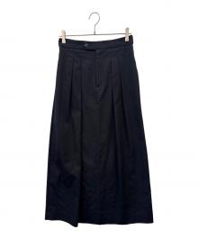 CABAN（キャバン）の古着「CABaN　コットンギャバジン2タックロングスカート」｜ブラック