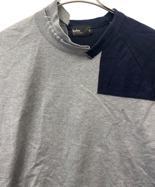 KOLOR（カラー）KOLOR (カラー) KOLOR 半袖カットソー グレー×ネイビー サイズ:2の古着・服飾アイテム
