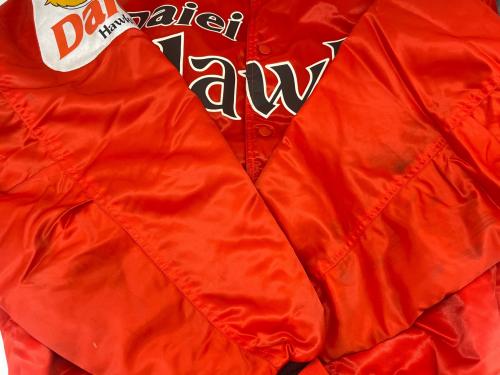 RAWLINGS（ローリングス）RAWLINGS (ローリングス) 福岡ダイエーホークス (フクオカダイエーホークス) RAWLINGS × 福岡ダイエーホークス スタジャン レッド×ブラウン サイズ:Lの古着・服飾アイテム