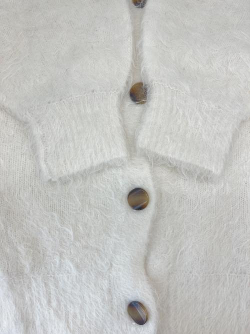 Rosarymoon（ロザリームーン）ROSARYMOON (ロザリームーン) ROSARYMOON　厚手カーディガン オフホワイト サイズ:Fの古着・服飾アイテム