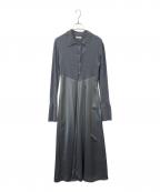 FRAY IDフレイ アイディー）の古着「FRAY ID　ポロカラーニットコンビワンピ」｜グレー