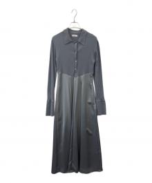 FRAY ID（フレイ アイディー）の古着「FRAY ID　ポロカラーニットコンビワンピ」｜グレー