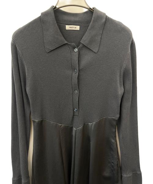 FRAY ID（フレイ アイディー）FRAY ID (フレイ アイディー) FRAY ID　ポロカラーニットコンビワンピ グレー サイズ:Fの古着・服飾アイテム