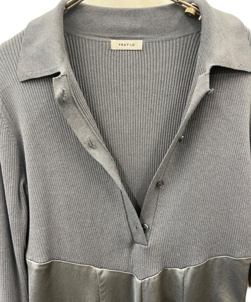 FRAY ID（フレイ アイディー）FRAY ID (フレイ アイディー) FRAY ID　ポロカラーニットコンビワンピ グレー サイズ:Fの古着・服飾アイテム