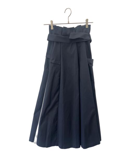 furfur（ファーファー）FURFUR (ファーファー) FURFUR　アシンメトリータックスカート ネイビー×グレー サイズ:Fの古着・服飾アイテム