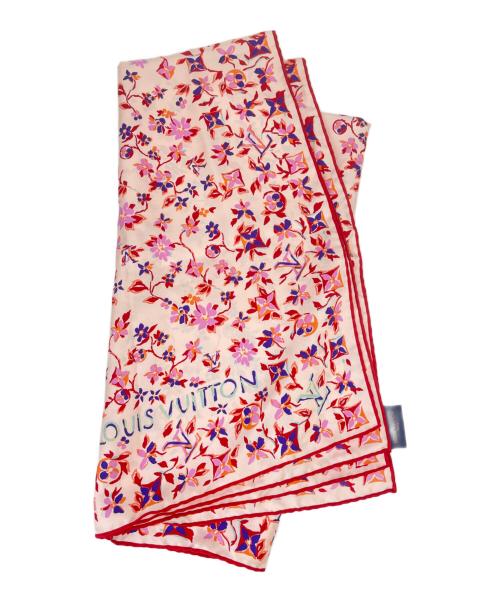 LOUIS VUITTON（ルイ ヴィトン）LOUIS VUITTON (ルイ ヴィトン) LOUIS VUITTON　シルクスカーフ　花柄 ピンクの古着・服飾アイテム