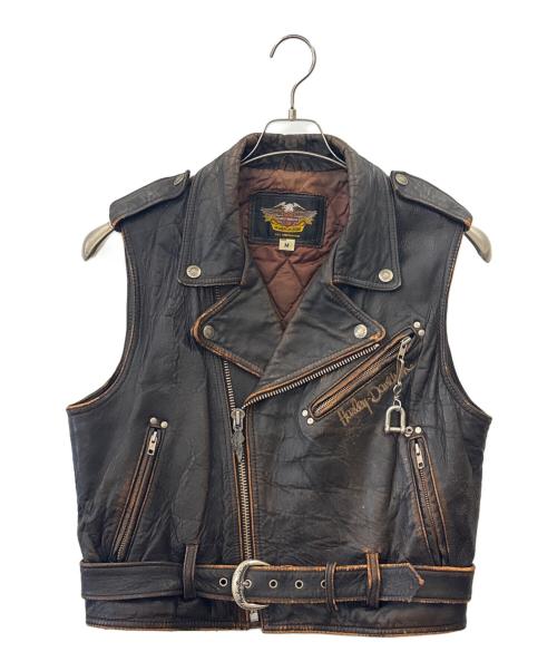 HARLEY-DAVIDSON（ハーレーダビッドソン）HARLEY-DAVIDSON (ハーレーダビッドソン) HARLEY-DAVIDSON　ダブルライダースベスト ブラウン サイズ:Ｍの古着・服飾アイテム